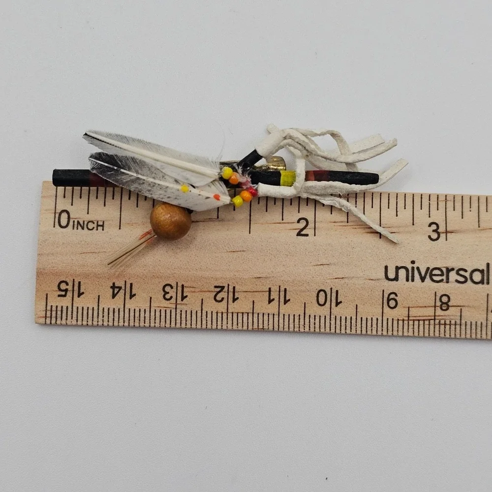 Style Beaded Feather Brooch Pin White Multicolor Southwestern‎ Boho Tribal Style